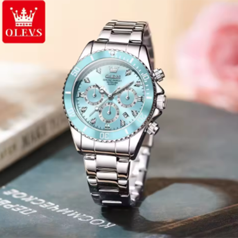 OLEVS Chronograph Watch Light Blue. Women